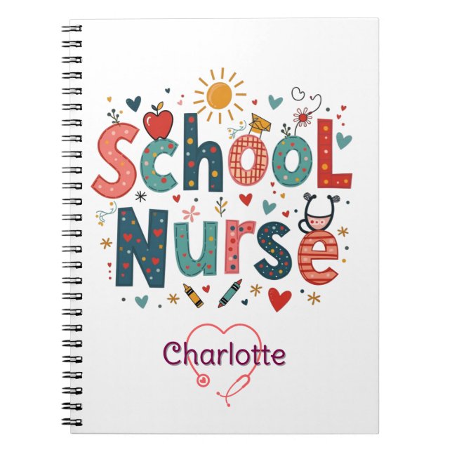 School Nurse Whimsical - Personalisierter Name Notizblock (Vorderseite)