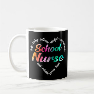 School Nurve Herz Word Cloud Watercolor Regenbogen Kaffeetasse