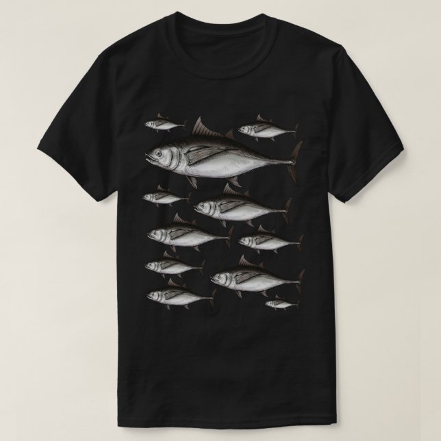 School of Tuna Fish Vintage Illustration T-Shirt (Design vorne)