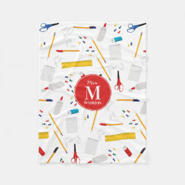 School Office & Crafts Supplies Pattern Monogram Fleecedecke
