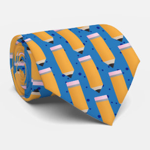 School Pencil Pattern Blue Neck Krawatte