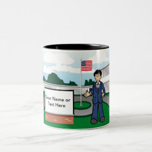 School Principal Cartoon by PrintedPerfection.com Zweifarbige Tasse