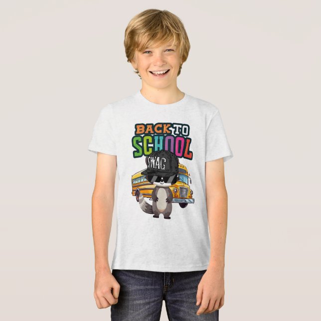 School Raccoon  Tri-Blend Shirt (Vorderseite voll)