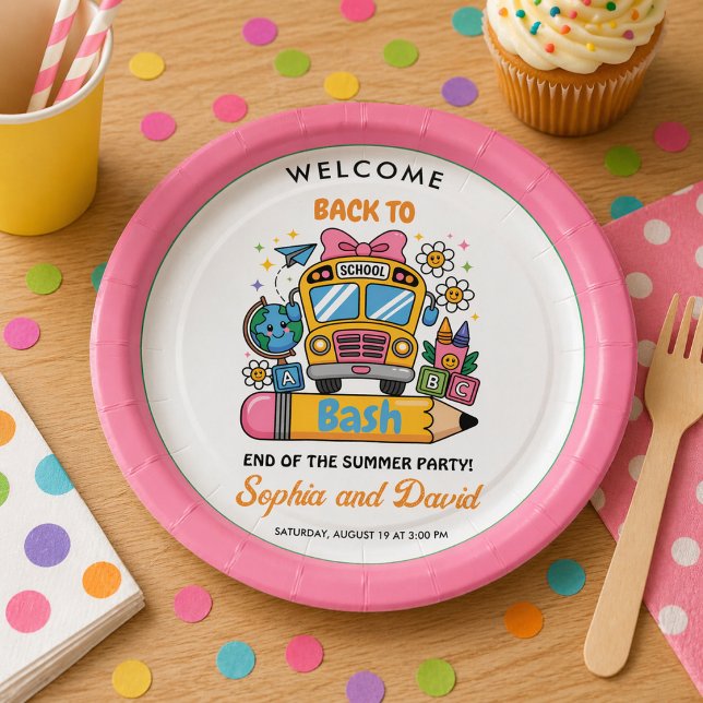 School’s Back Bash! Editable End of Summer Party  Pappteller (School’s Back Bash! Editable End of Summer Party Paper Plates)