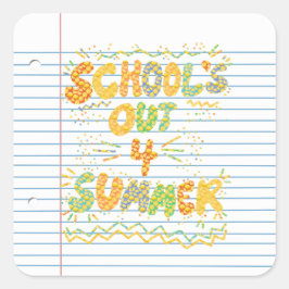 School’s Out Loose Leaf Paper Quadratischer Aufkleber
