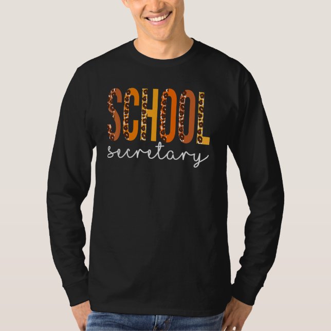 School Secretary Leopard Squad Cute Fall Autumn Th T-Shirt (Vorderseite)