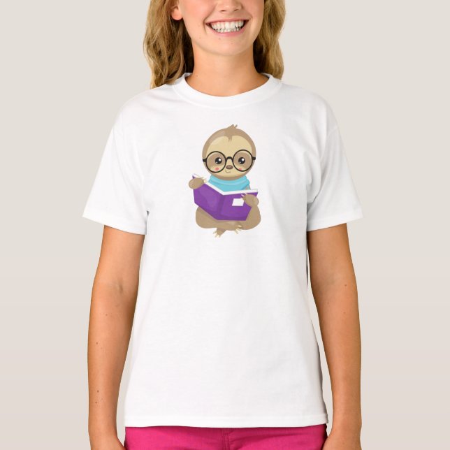 School Sloth, Niedlich Sloth, Baby Sloth, Brille T-Shirt (Vorderseite)