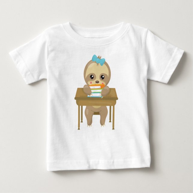 School Sloth, Niedlich Sloth, Baby Sloth, Bücher,  T-shirt (Vorderseite)
