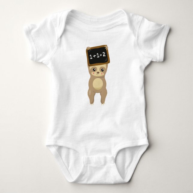 School Sloth, Niedlich Sloth, Baby Sloth, School B Baby Strampler (Vorderseite)