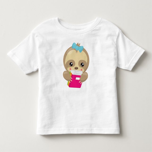 School Sloth, Niedlich Sloth, Baby Sloth, School B Kleinkind T-shirt (Vorderseite)