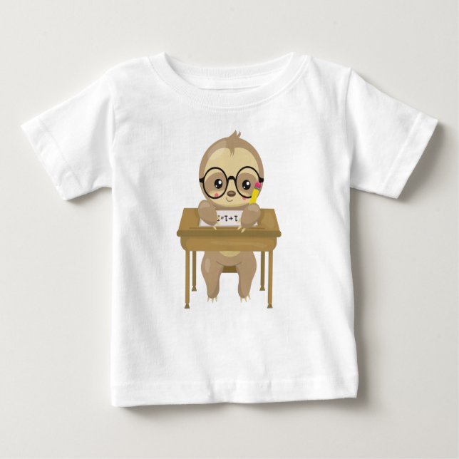 School Sloth, Niedlich Sloth, Baby Sloth, School D Baby T-shirt (Vorderseite)