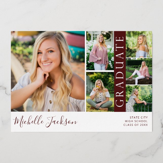 School Spirit 6 Foto Abschluss Maroon Ankündigung (Vorderseite)