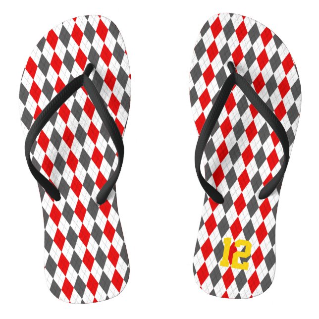 School Spirit Raute Sports Player NUMMER Spaß Flip Flops (Fußbett)