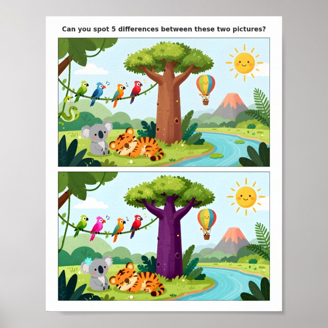 School Time Spot the Difference Poster – Education (Vorne)