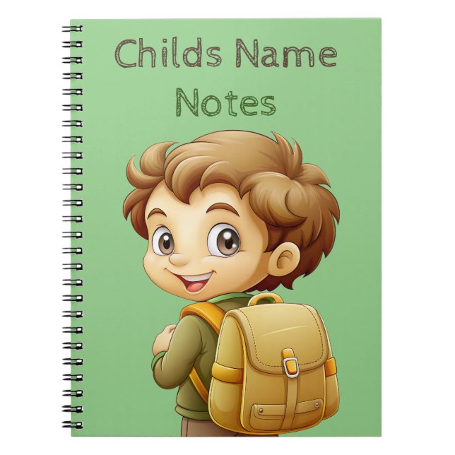 Schoolboy mit Rucksack-Anmerkungen Notebook Notizblock (Vorderseite)