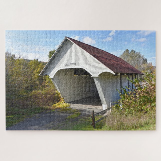 Schoolhouse Covered Bridge, Vermont Poster Puzzle (Horizontal)