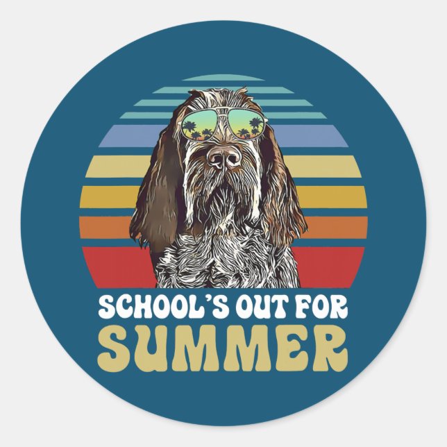 Schools Out for Summer Spinoni Italiani Dog Runder Aufkleber (Vorderseite)