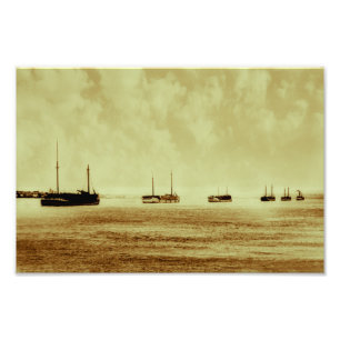 Schooner auf dem St. Clair River Vintage Michigan Fotodruck