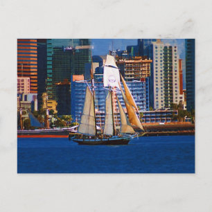 Schooner, Hafen San Diego, CA Postkarte
