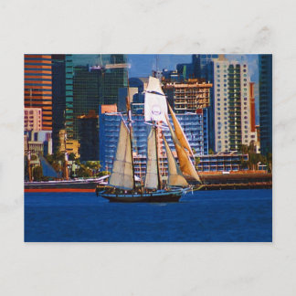 Schooner, Hafen San Diego, CA Postkarte