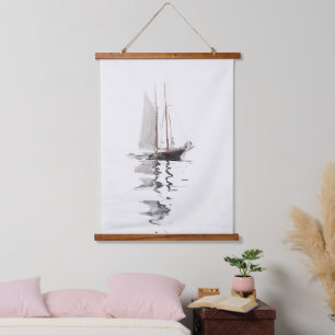Schooner mit zwei Masten mit Dory (1894) Wandteppich Mit Holzrahmen