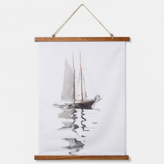 Schöoner mit zwei Masten mit Dory von Winslow Home Wandteppich Mit Holzrahmen