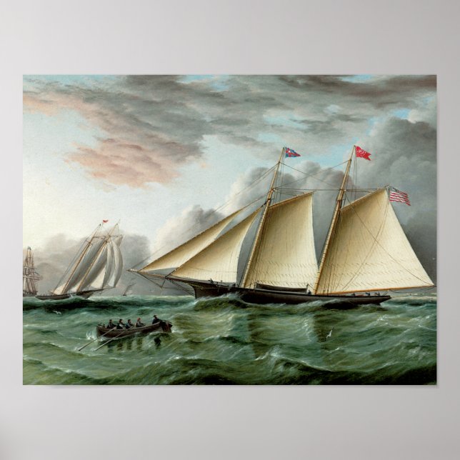 Schooner Mohawk von Sandy Hook Lighthouse Poster (Vorne)