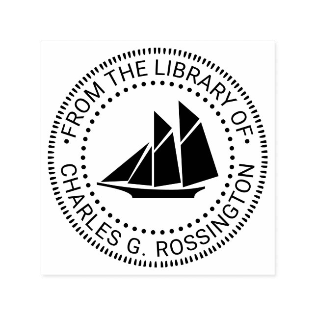 Schooner Sailboat Nautic Library Name Permastempel (Design)