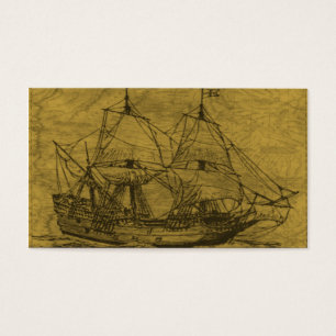 Schooner und Vintage Karte