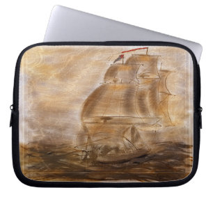 Schooner und Vintage Karte Laptopschutzhülle