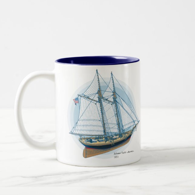 Schooner-Yacht "Amerika", 1851 Zweifarbige Tasse (Links)