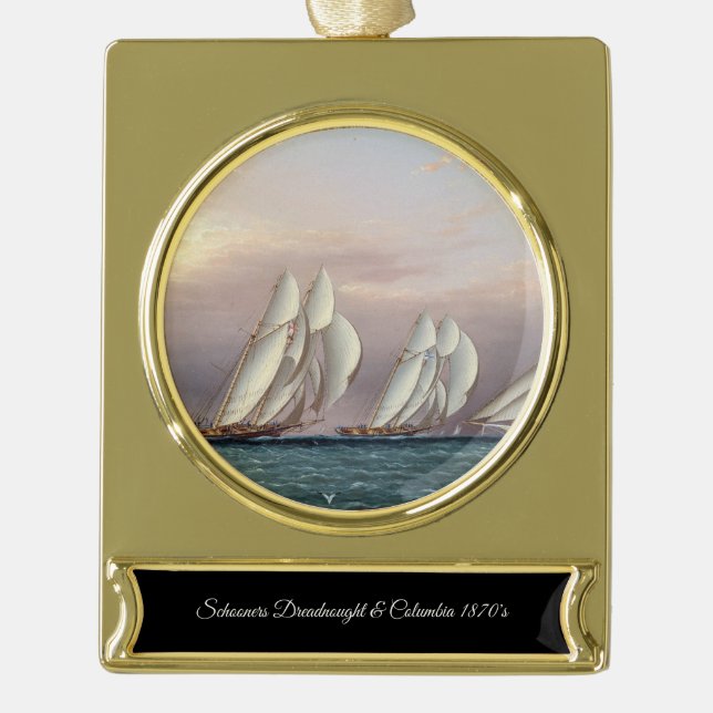 Schooners Dreadnought und Columbia 1870 Banner-Ornament Gold (Vorderseite)