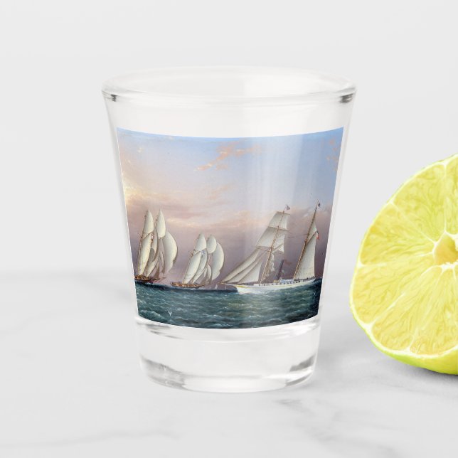 Schooners Dreadnought und Columbia 1870 Schnapsglas (Vorderseite)