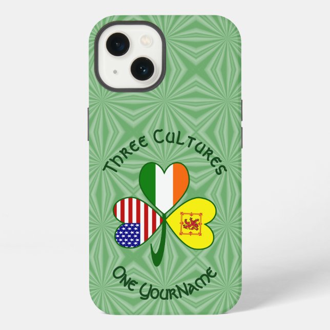 Schotte Lion Irish USA Flags Kleeblatt Personalisi iPhone Hülle (Rückseite)