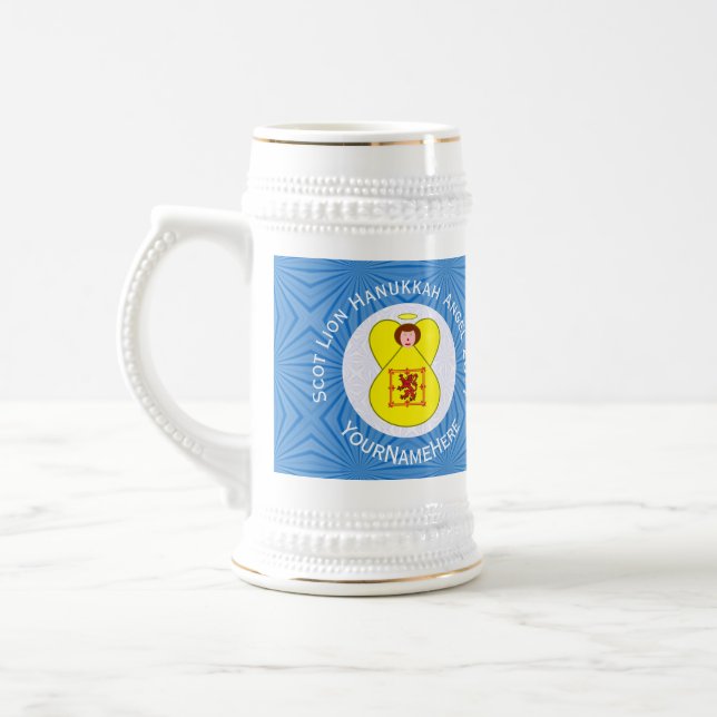 Schotte Lion Rampant Angel Hanukkah Flag Personali Bierglas (Links)