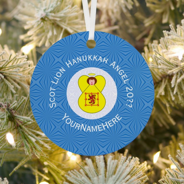 Schotte Lion Rampant Angel Hanukkah Flag Personali Ornament Aus Metall (InSitu)