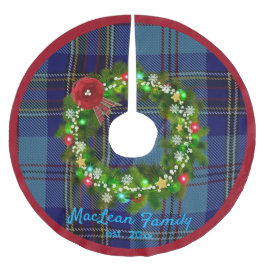Schotten Blue MacLean Tartan Wreath Name Tree Skir Polyester Weihnachtsbaumdecke