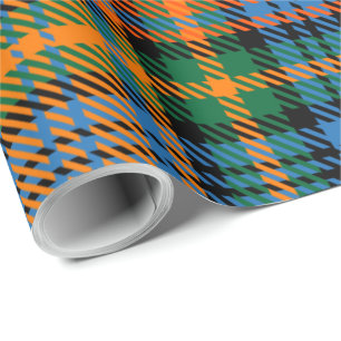 Schottenmuster Clan Murray Blau Orange Grün Tartan Geschenkpapier
