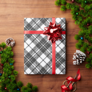 Schottenmuster Feiertage Weihnachten schwarz weiß Geschenkpapier