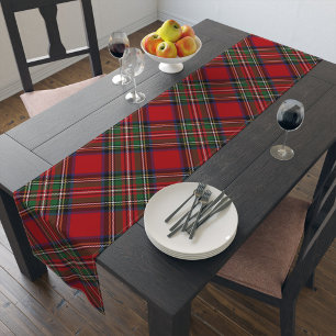 Schottenmuster Rustikal Rot Grün Stewart Tartan Kurzer Tischläufer