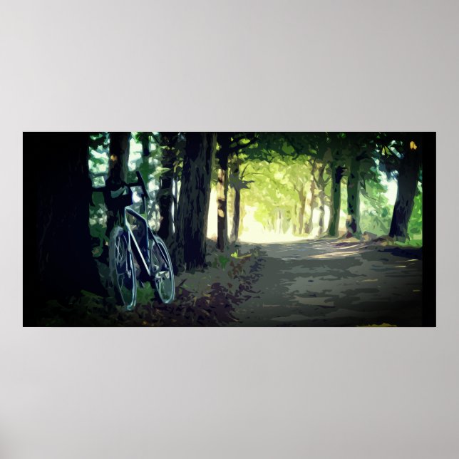 Schotterfahrrad auf einer verlassenen Straße im Sc Poster (Vorne)