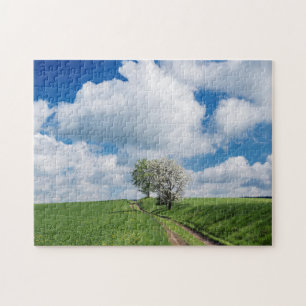Schotterstraße und Apfelbäume Puzzle