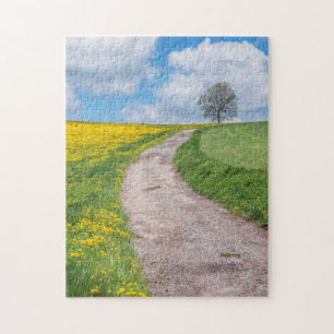 Schotterstraße und Baum Puzzle