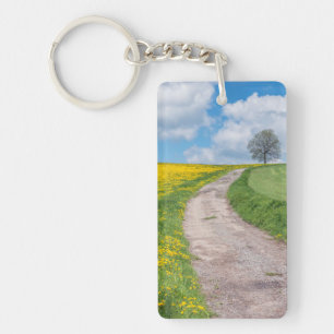 Schotterstraße und Baum Schlüsselanhänger