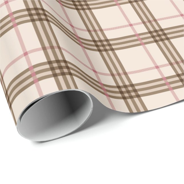 Schottisch-beige-braune karierte Tartan-Muster Geschenkpapier (Rolleneckpunkt)
