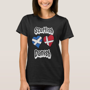 Schottisch Dänische Flagge Herz Combo Schottland D T-Shirt