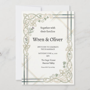 Schottisch-irische Shamrock-Distel-Hochzeitseinlad Einladung