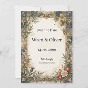 Schottisch-italienische Barock-Hochzeitseinladungs Save The Date