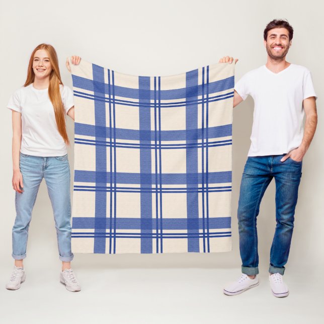 Schottisch Kariert Blau Creme Fleecedecke (Beispiel)