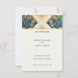 Schottische Art Deco Save-the-Date-Karte Save The Date